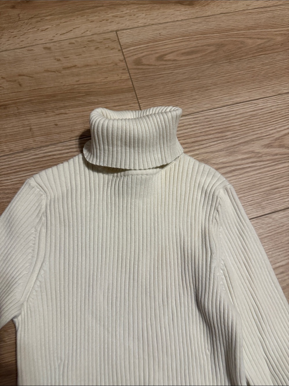 GAP GAP STRETCH Cream Ribbed Turtleneck Sweater - Picture 3 of 5